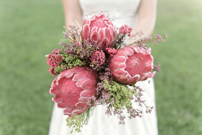 Blomsterbukett med nydelige rosa farger