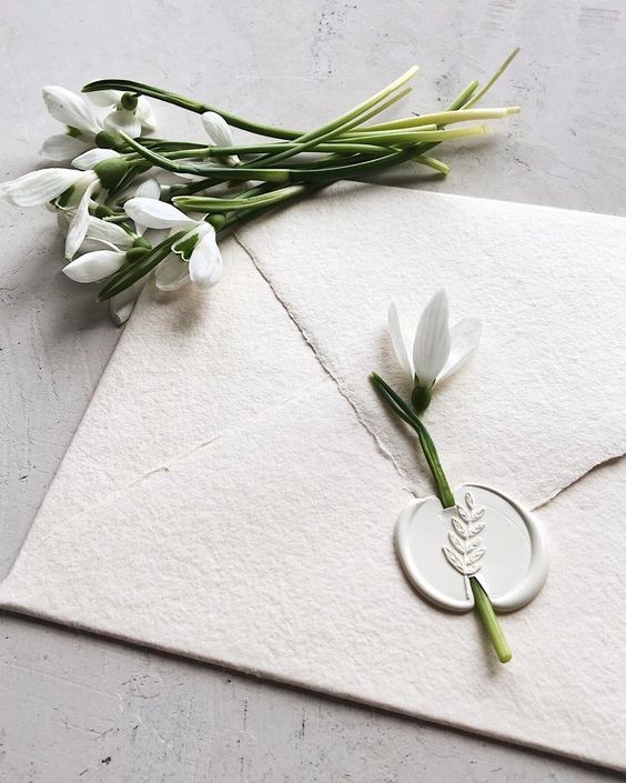 Elegant invitasjon med blomster og voks-stempel! 